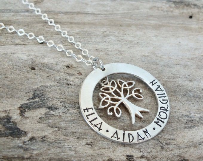 Sterling Silver Family Tree Necklace / Celtic Tree of Life Necklace / Mothers Necklace / Celtic Knot Necklace