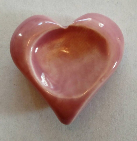 HEART WORRY STONE Ceramic Pink Art Glaze Inspirational