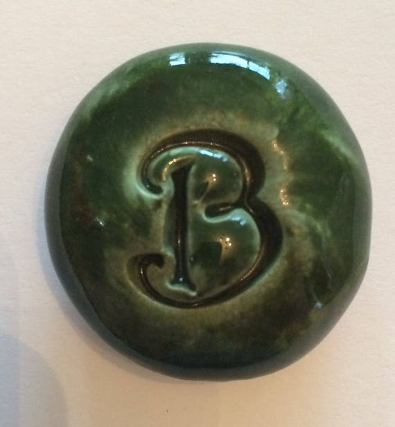 Items Similar To LETTER B Pocket Stone - Ceramic - Kelp Forest Green ...