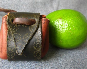 Chestnut. Small Medicine bag. Leather Amulet bag, Medicine neck pouch.