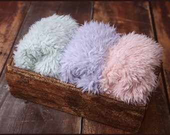 Faux Fur Newborn Photo Prop * super soft basket filler stuffer and bean bag covering * mint, lavender, pink * flokati alternative