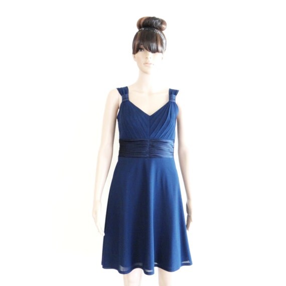 Navy Blue Bridesmaid Dress. Navy Blue Evening Dress. Stretch