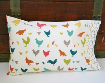 Organic Toddler Pillowcase, Organic Travel Pillowcase, Farm Fresh, Chickens, Pillowcase, Farm Animals