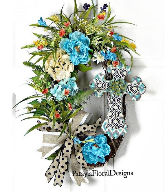 Religious Wreath Cross Wreaths Spring Wreath Easter Wreath