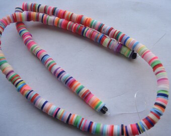 6mm Handmade Polymer Clay Bead Spacers, 350 1-hole Flat Round Bead Spacers, 350 Mixed Color Bead Spacers BS01