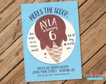 Ice Cream Social Invitation, Ice Cream Party, Ice Cream Birthday, Ice Cream Party, Summer Party, Printable Birthday Party Invitation