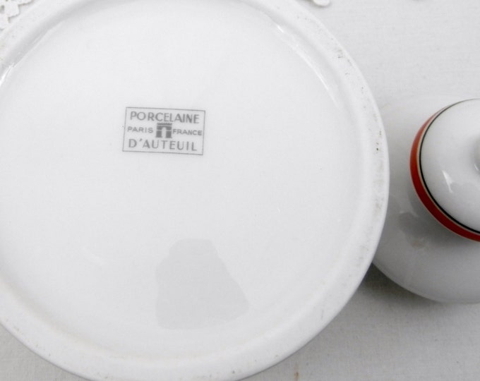 Vintage French White Lidded Bone China Jam Pot / Jar with "Confiture Maison" Homemade Jam Printed on the Front, French Decor, Country, Retro