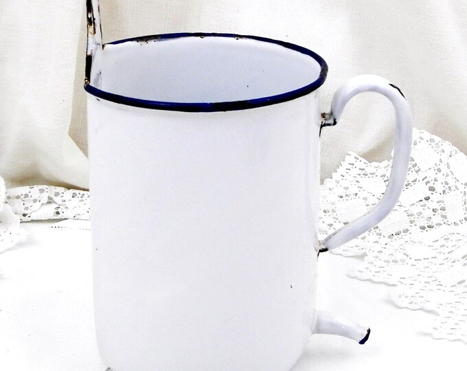 Antique French White Enamelware 2 Liter Water Dispenser / Syphon, Fountain, French Country Decor, Kitchen, Shabby, Cottage, Chic, Enamel Antique French White Enamelware 2 Liter Water Dispenser / Syphon, Fountain, French Country Decor, Kitchen, Shabby, Cottage, Chic, Enamel