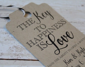 Wedding Favor Tags, Key to Happiness, MEDIUM, Favor Tag, Wedding Favor Tag, Wedding Tags, Bridal Shower Tags