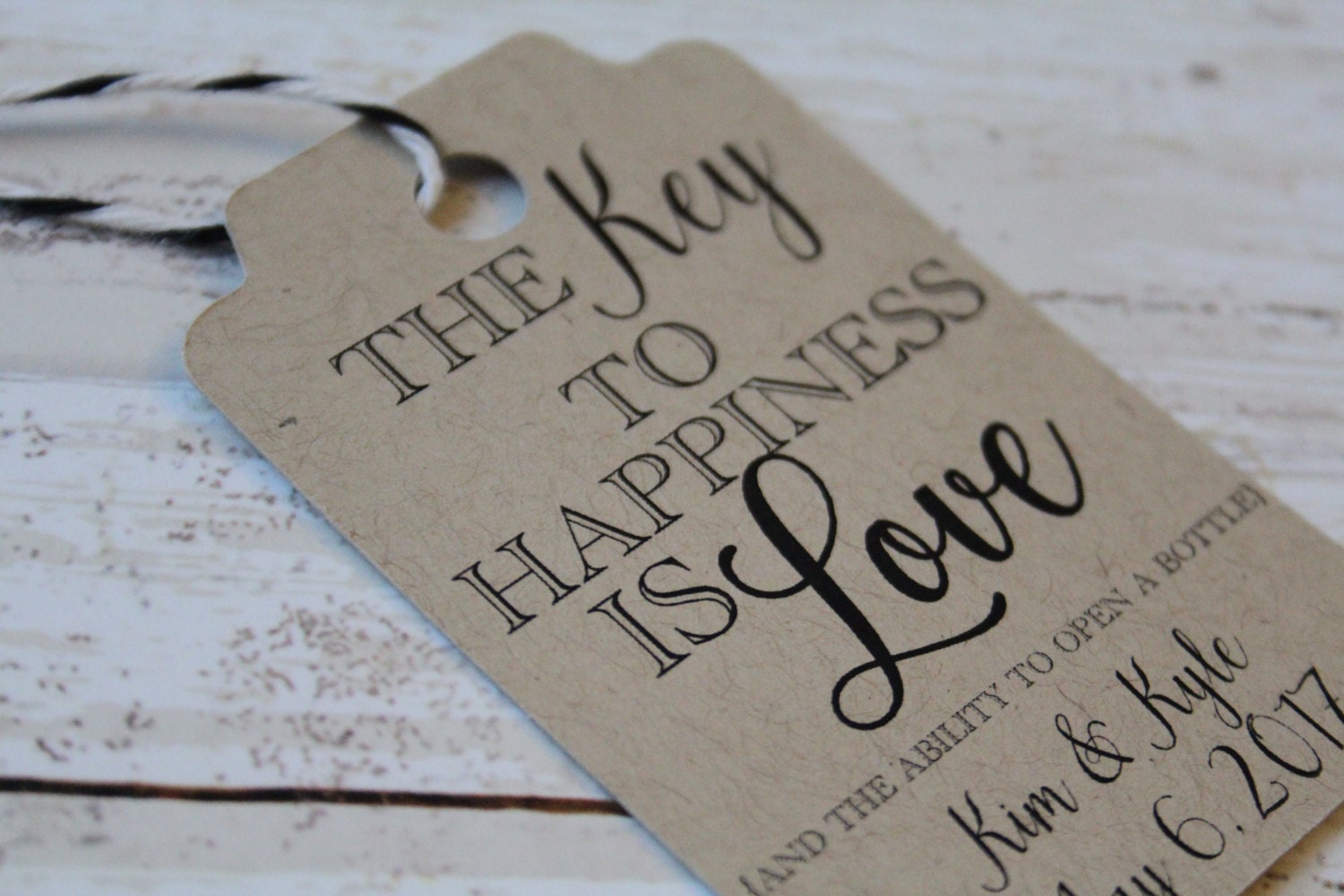 Wedding Favor Tags Key to Happiness MEDIUM Favor Tag