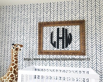Wood Monogram Wall Decor, Wooden Monogram Circular painted Wooden Letters, Boy Room Decor Wall Hanging Wood Initials 20 Inches