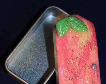 Pink Fairy door miniature tin