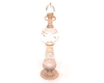 Vintage Egyptian Glass Perfume Bottle, Perfume Vial, Floral Perfume Bottle, Hand Blown Glass Perfume Bottle, Scent Vial, Perfume Vial