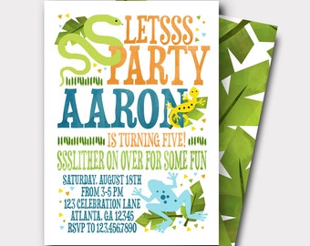 Reptile Birthday Invitation | Snake Birthday Invitation | Frog Birthday Invitation | Amphibian Invitation | Boys Birthday |
