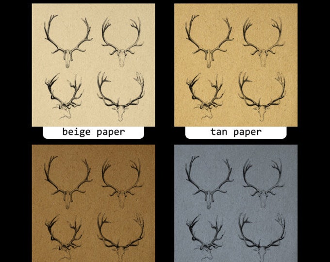 Printable Deer Antlers Graphic Deer Digital Image Clipart Collage Sheet Image Animal Download Vintage Clip Art Jpg Png Eps HQ 300dpi No.1099