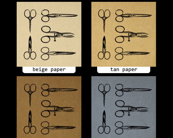 Printable Digital Scissors and Shears Collage Sheet Graphic Salon Haircutting Barber Image Download Jpg Png Eps HQ 300dpi No.2863