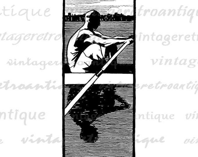 Digital Printable Crew Graphic Rowing Image Download Artwork Vintage Clip Art Jpg Png Eps HQ 300dpi No.4251