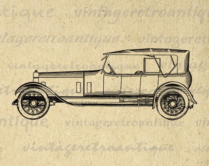 Antique Rolls Royce Car Image Digital Download Illustration Graphic Printable Vintage Clip Art Jpg Png Eps HQ 300dpi No.3443