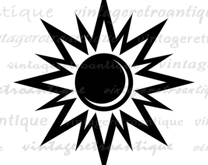 Printable Digital Sun Image Download Sun Graphic Illustration Vintage Clip Art Jpg Png Eps HQ 300dpi No.3967