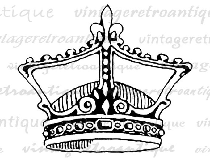 Printable Digital Crown Image Royal King Graphic Download Vintage Clip Art Jpg Png Eps HQ 300dpi No.3818