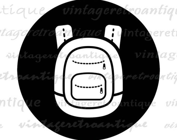 Printable Digital Backpack Icon Image School Education Download Back to School Graphic Vintage Clip Art Jpg Png Eps HQ 300dpi No.4387