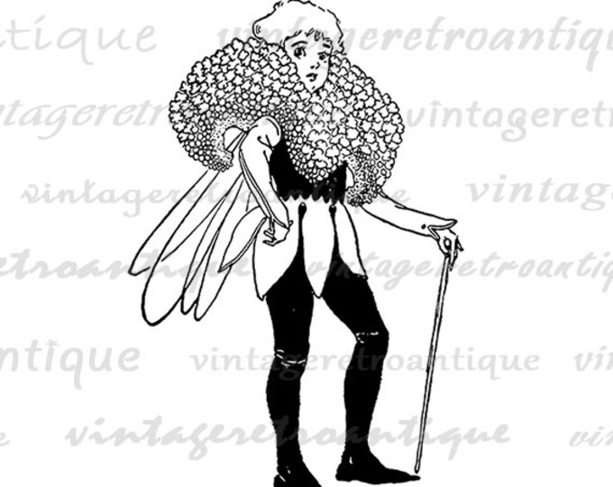 Fairy Image Graphic Printable Digital Download Illustration Vintage Clip Art Jpg Png Eps HQ 300dpi No.2448