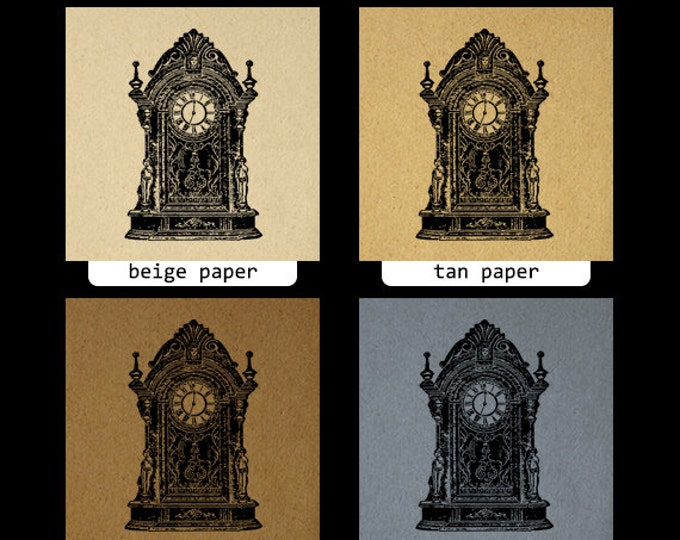 Printable Digital Antique Clock Graphic Illustration Image Download Vintage Clip Art Jpg Png Eps HQ 300dpi No.1261