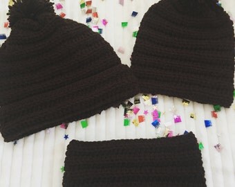 Kid's Brown Crochet Beanies, Kids And Adult Size Crochet Beanies, Crochet Beanies, Beanies For Kids And Adults, Slouch Crochet Beanies