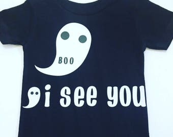 Boo I See You Halloween Shirts, Kids Halloween Shirts, Kids Ghost Halloween Shirts, Halloween Tee-Shirts For Kids, Halloween Ghost Shirts