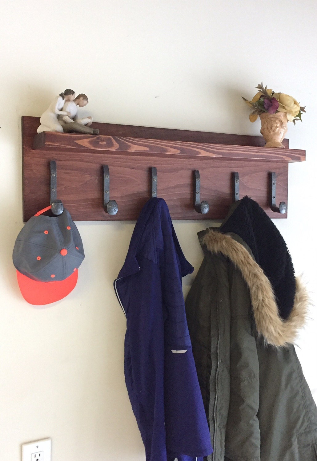 Railroad Spike Coat Rack Entryway Coat Rack by JRsCustomWoodwork