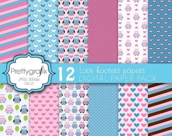 80% OFF SALE love owls digital paper, commercial use, scrapbook papers, background - PS586
