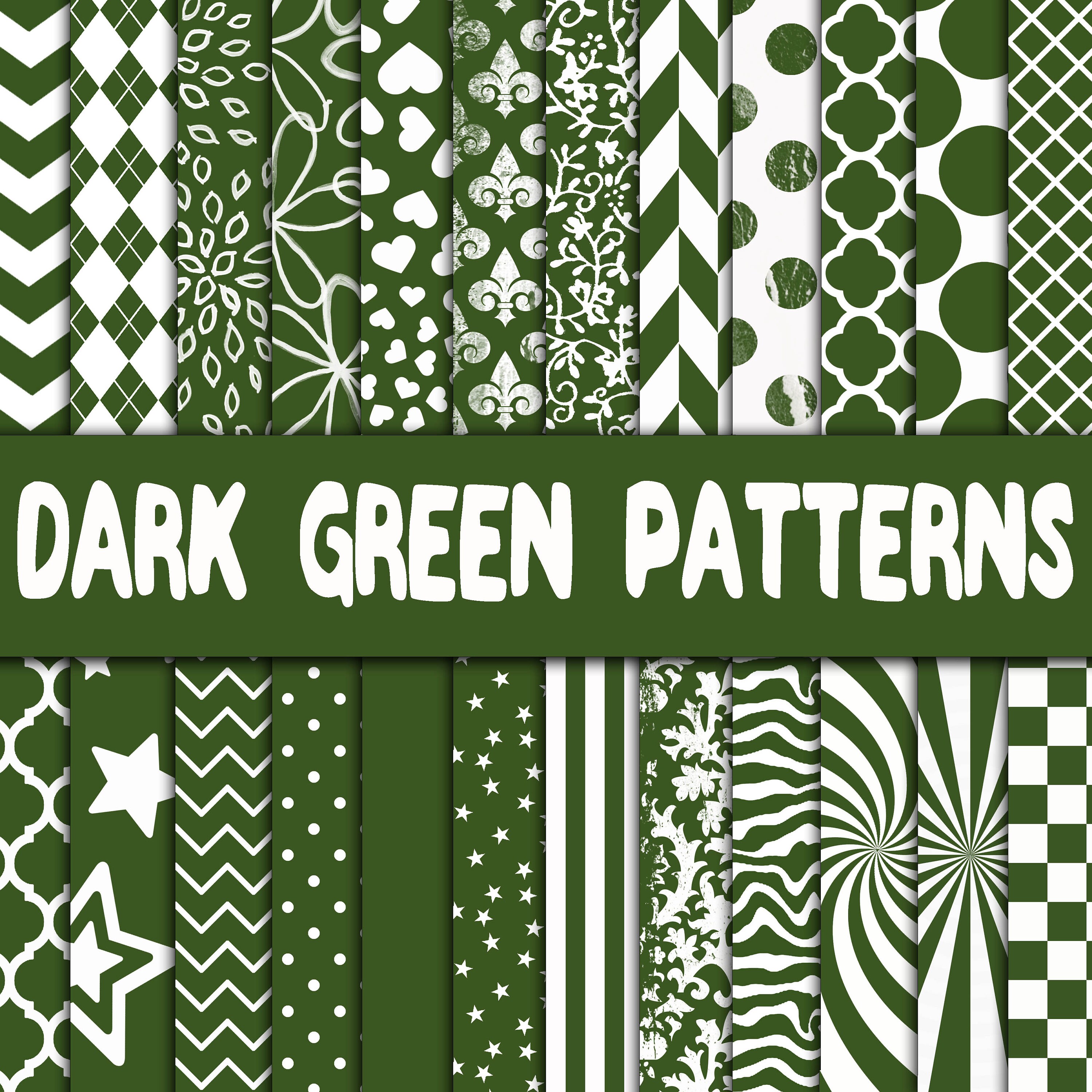 Dark Green Patterns Digital Paper Green Patterned