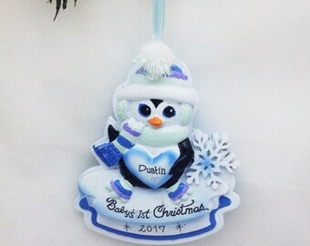 Items similar to Penguin FAMILY personalized Christmas Gift Ornament
