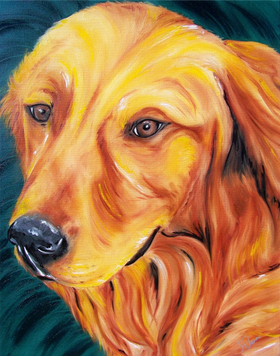 Golden Retriever 11x14 Art Print Artwork from Original Oil