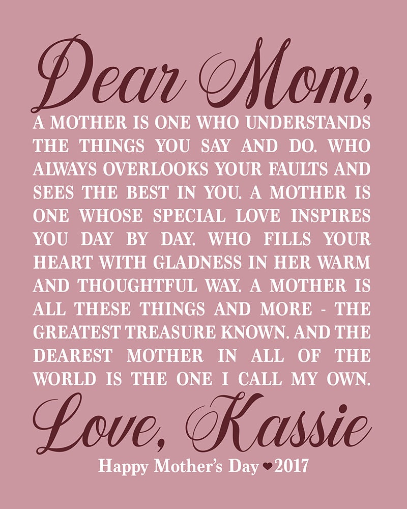 Personalized Mother's Day Gift for Mom from Daughter, Mom Poem, Poetry ...
