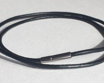 Black Leather Double Wrap Bracelet