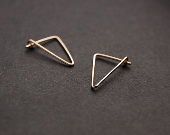 Trangle Hoop Earrings - gold triangle hoop earrings, silver triangle hoop earrings, minimal earrings, minimalist earrings