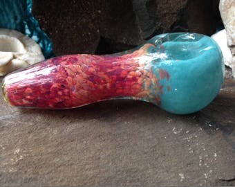 Magenta, Coral, and Turquoise Glass Pipe Inspired by the sea..
