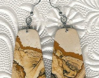 Earrings - African Queen Picture Jasper, Sterling Silver Statement Gemstone Bold OOAK Unique
