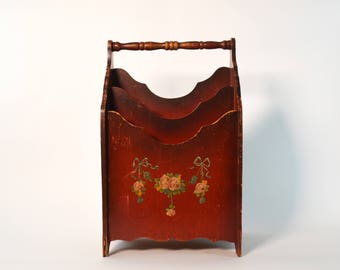Victorian Magazine Rack, Vintage Magazine Holder, Wooden Magazine Rack, Victorian Magazine Carrier, Magazine Stand, Mid Century Modern Rack