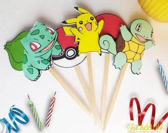Pokemon Cupcake Toppers / Pokemon Go / Pokemon Trainer Party / Pokemon Decorations / Child Birthday Party