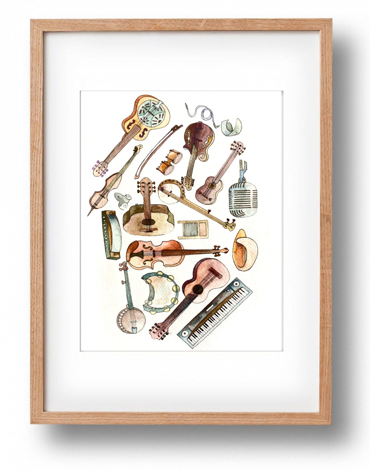 Folk Instruments Bluegrass Illustration Folk Music Painting