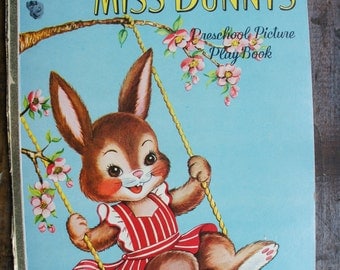 Saalfield Little Miss Bunny's Preschool Picture PlayBook ~ Vintage Board Book 5964