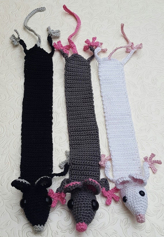 Rat bookmark crochet children's bookmark unique gift