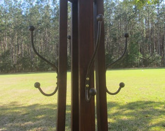 Antique Hat Rack, Umbrella Stand, Vintage Coat Rack, Furniture, Brass Hat Hook, Hall Tree, Farmhouse, Rustic, Tripod Hat Rack
