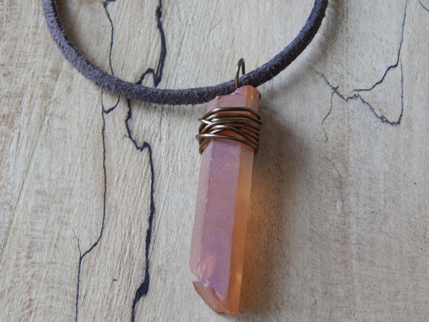 Peach Tone Mystic Quartz Raw Quartz Point Quartz Crystal