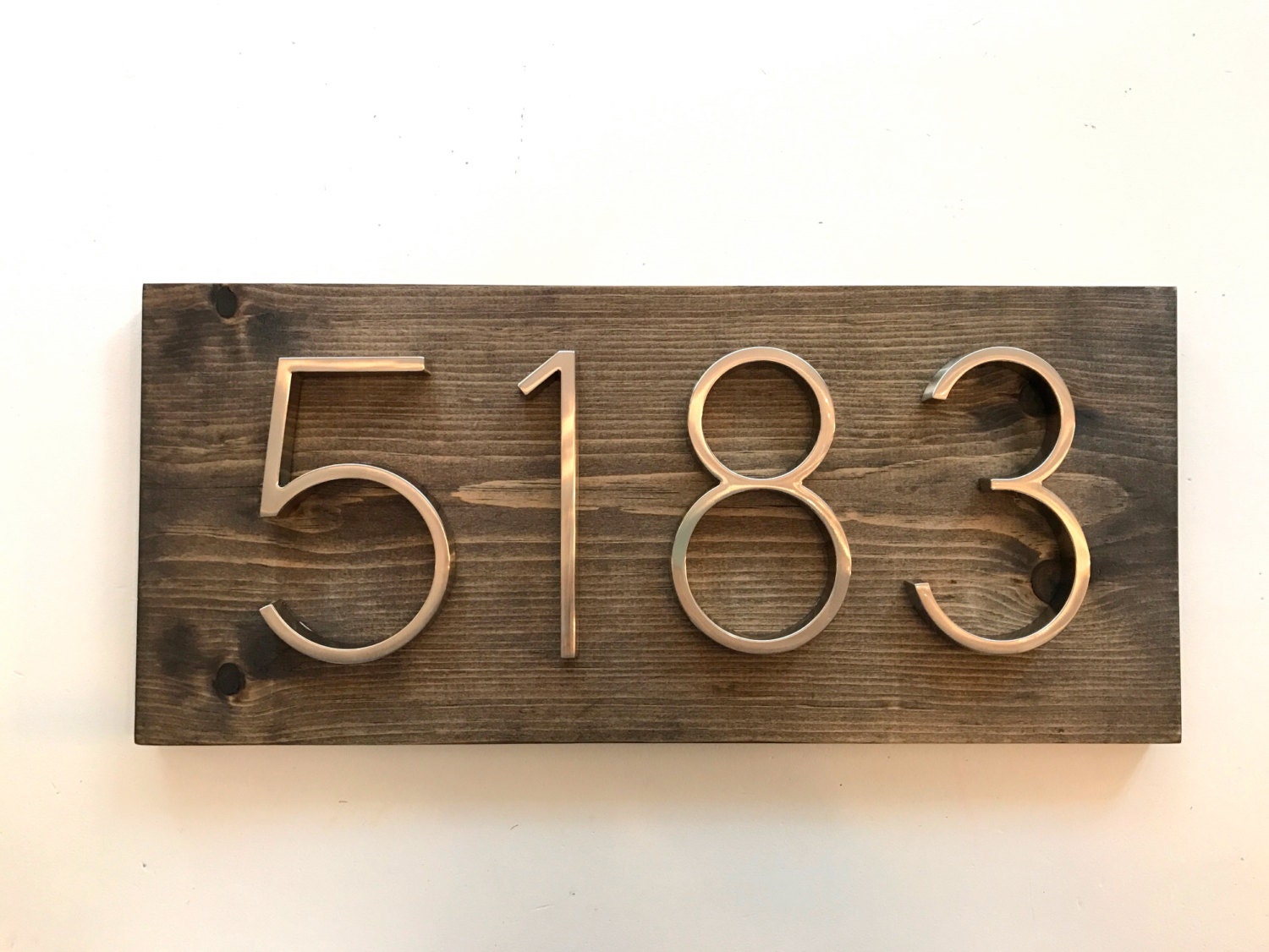 Modern Rustic Address Plaque // Horizontal House Number Plaque