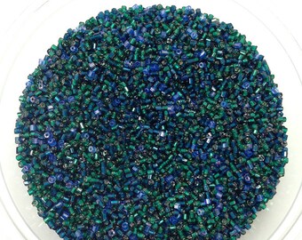 Mixed Blues and Greens Vintage Czech Glass Seed Beads - 10g - Jewelry Supplies, Mixed-Media, vintage glass beads