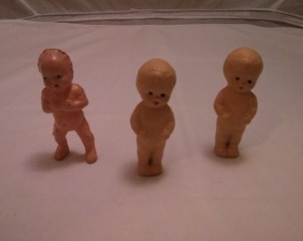 Vintage Ceramic Naked Baby Sisters Dolls
