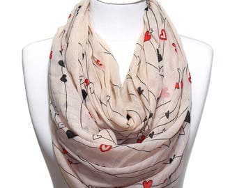 Heart Printed Scarf Lightweight Pareo Beachwrap Beach Cover Up Spring Summer Woman Fashion Accessory Scarves Women Gift Ideas For Her Mom
